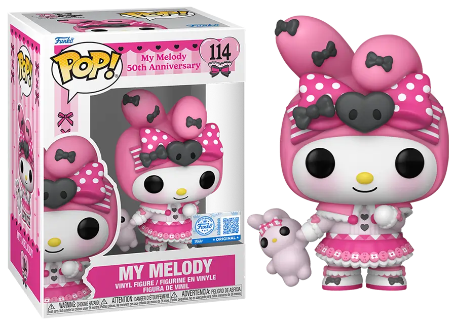 Funko Pop van My Melody met speeltje van Hello Kitty.