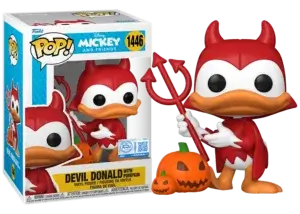 Funko Pop van Donald Duck als Duivel met pompoen.