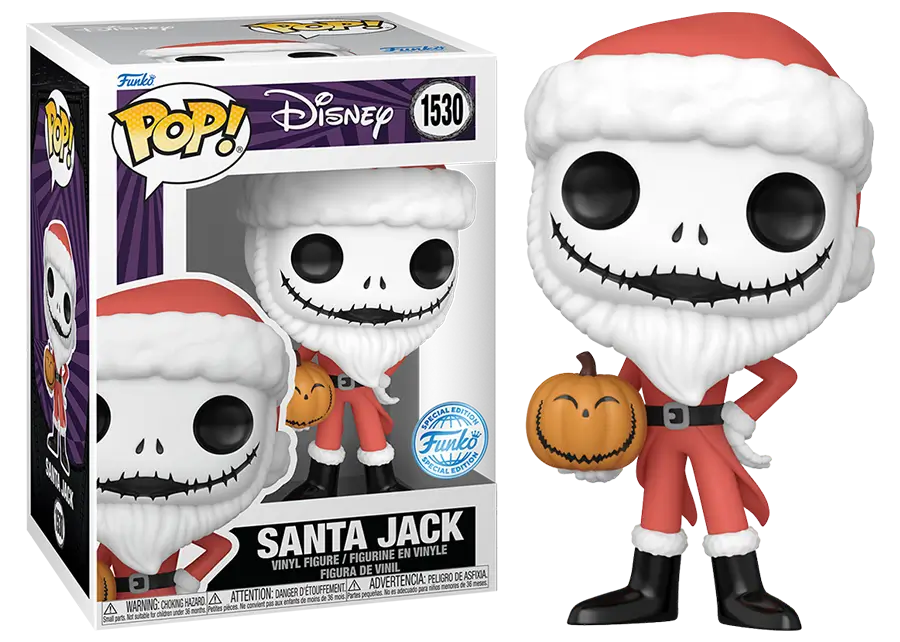 Funko Pop van Santa Jack uit Disney's The Nightmare Before Christmas met een Jack-O-Lantern.