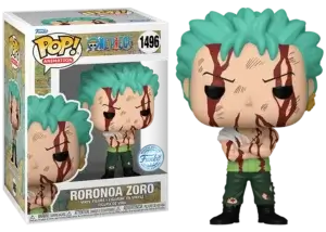 Funko Pop van Roronoa Zoro uit One Piece.