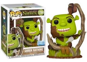 Premium Funko Pop van Shrek die een bad neemt.